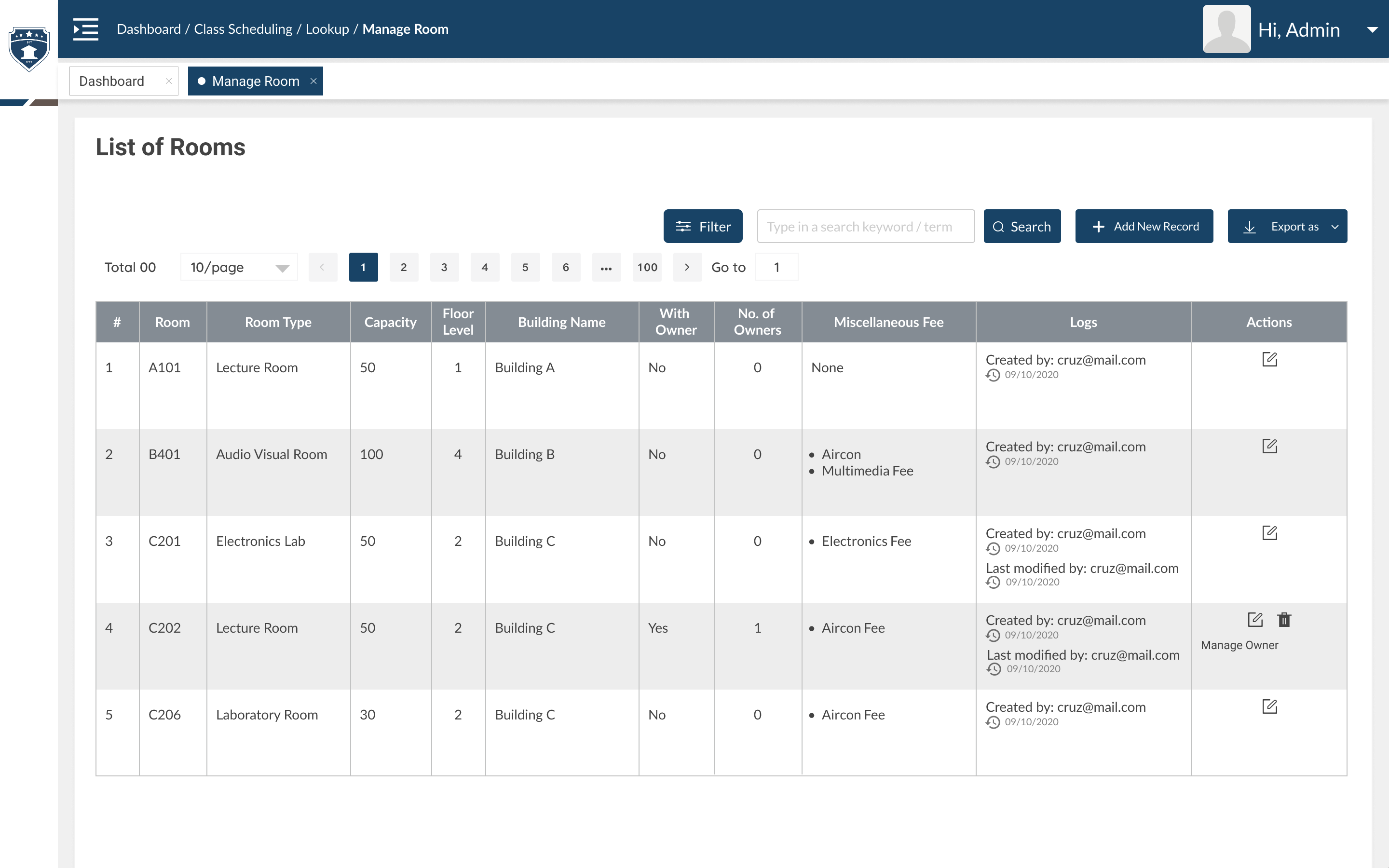 Semester Setup Screen 3